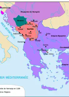 Carte de la principauté de Serbie.