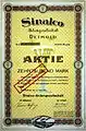 Actions de Sinalco de 10 000 marks datées au 22 mars 1923.