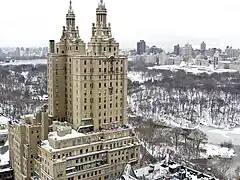 Vue plongeante en hiver.