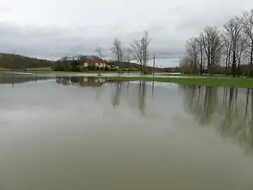 Crue de la Soue entre les lieux-dits Moulin-Neuf et Pauliac, en février 2016.