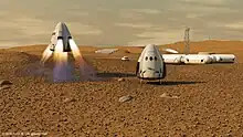  Vaisseau Dragon de SpaceX sur Mars (Vue d'artiste)