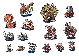 Des sprites de jeu détourés de noir