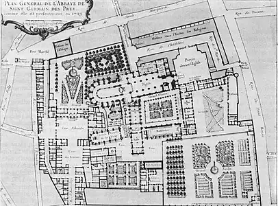 La rue sur un plan de l'abbaye en 1723.
