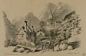 Saint Aventin vers 1840, par Eugène de Malbos.