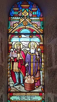 Saint Géraud et saint Nicolas. Vitrail de l'église.