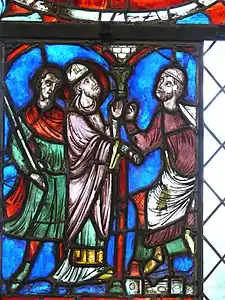 Vitrail représentant saint Nicolas, début du XIIIe&nbsp;siècle.