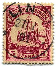 5 pesa de la série Yacht d'Afrique orientale allemande, 1900