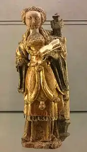 Sainte Barbe, Malines, début XVIe siècle, bois de chêne, musée des Beaux-Arts de Lyon.