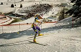Stefania Belmondo lors du 30&nbsp;km dames des J.O. d'Albertville, le 21 février 1992.