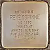 Pavé de mémoire en cuivre enchâssé dans le sol portant le nom de René Copinne