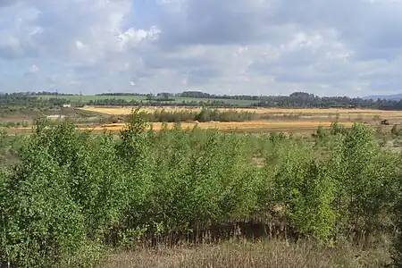 Bassins de décantation de résidus des mines d'uranium.