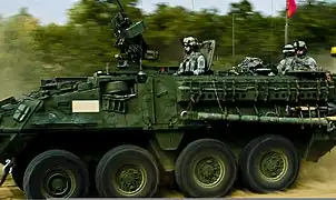 Stryker du 2e&nbsp;régiment de cavalerie en manœuvre en Bulgarie en 2009.