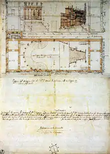 Croquis préparatoire pour le théâtre Sabbioneta