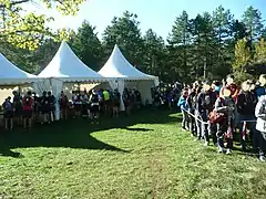 Ravitaillement des Privats après 21,5&nbsp;km sur l’édition 2022.