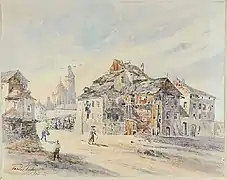 Kazimierz au XIXe&nbsp;siècle aquarelle de Teodor Talowski