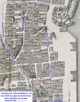 Plan de Saint-Victor vers 1550.