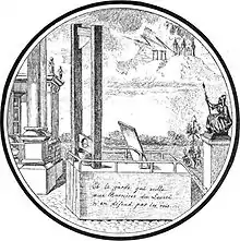 Estampe représentant la guillotine de la place de la Concorde. 18 siècle