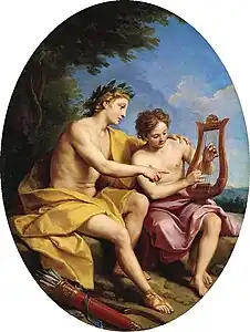 Louis de Boullogne, Le jeune Apollon enseigne à Hyacinthe à jouer de la lyre, 1688. Château de Versailles