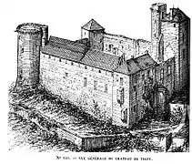 Le château de Thizy, dessin de Victor Petit