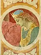 Fresque de l'église de San Gervasio e Protasio (Nimis) représentant Esther (v. 1897)