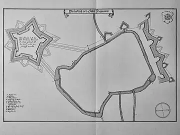 Fortification de Haguenau en 1663 avant sa destruction.
