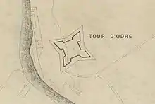 Tour d'Ordre, sur un Plan du port et de la ville de Boulogne en 1544 (source Gallica).