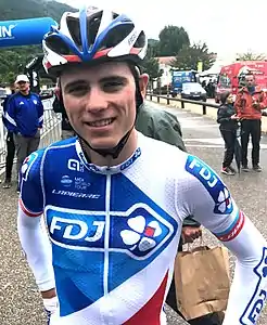 David Gaudu&nbsp;au départ de la 3e étape qu'il remporte.