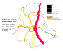 Trafic journalier 2007 en Haute-Vienne.