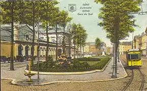 Tramway de Gand devant la gare.