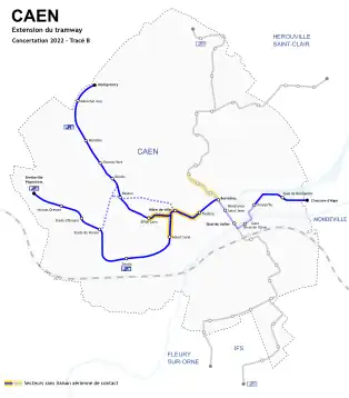 Tracé B par le Bon-Sauveur et l'avenue Albert Sorel