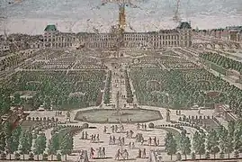 Le jardin au XVIIe&nbsp;siècle, met en scène le palais des Tuileries.