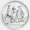 Médaille diplomatique donnée  en 1792 à d'anciens ambassadeurs français aux États-Unis, planche XX in &nbsp;The Medallic History of the United States of America, 1776-1876.