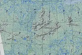 Carte topographique de la chaîne d'Oulakhan-Sis.