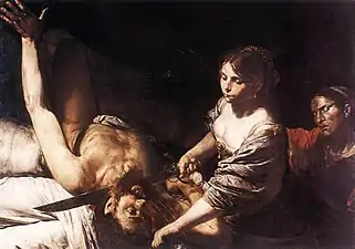 Valentin de Boulogne (1591-1632). Judith et Holophernes, vers 1626. Huile sur toile, 106&nbsp;×&nbsp;141&nbsp;cm. Museo delle Belle Arti, La Valette.