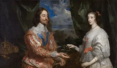 Portrait de Charles Ier d'Angleterre et de sa femme Henriette Marie, 1634.Musée de l'archidiocèse de Kroměříž,République tchèque.