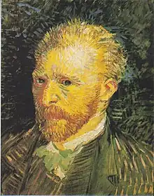 Modelé par des hachures de couleur. Autoportrait de Vincent van Gogh à l'automne 1887. Huile sur toile, 47&nbsp;×&nbsp;35&nbsp;cm. Musée d'Orsay, Paris