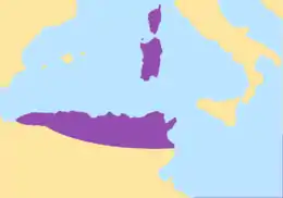 Carte du royaume vandale d'Afrique.