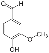 Formule chimique de la vanilline, constituant principal de la vanille naturelle.