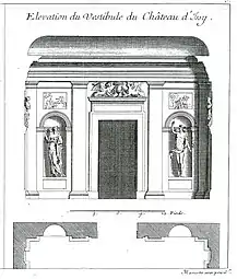 Coupe du vestibule du château d'Issy, vers 1690.