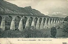 Carte postale du viaduc du Crozet au tournant du XXe&nbsp;siècle.