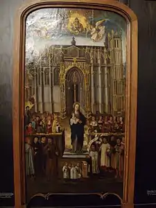 École française du XVe&nbsp;siècle, La Vierge devant Saint-Vulfran d’Abbeville, Paris, musée de Cluny.