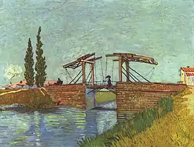 Le Pont Langlois à Arles (F 570, 49,5 × 64,5 cm, mai 1888, Musée Wallraf Richartz)