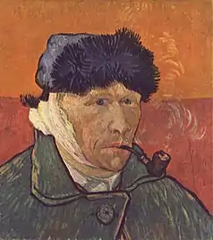 Autoportrait à l'oreille bandée et à la pipe 1889 Collection privée - montée dans le musée des arts Zurich.