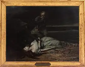 Alfred Dehodencq, Virginie retrouvée morte sur la plage, 1849, huile sur toile, coll. Musée de Dinan - Ville de Dinan.