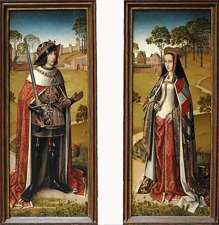 Volets latéraux du triptyque de Zierikzee : Philippe le Beau et Jeanne la Folle, Bruxelles, Musées royaux des Beaux-Arts de Belgique.