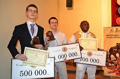 Championnats du monde 2013Boomstra (3e) - Georgiev (1re) - Ndjofang (2e).