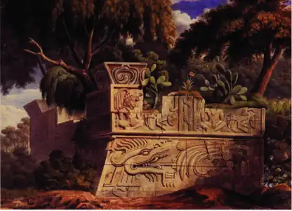 &nbsp;Vue de la pyramide de Xochicalco (aquarelle, vers 1829), Fomento Cultural Banamex, Mexico