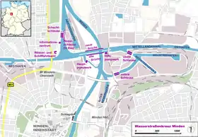 Pont-canal de Minden : intersection des voies d'eau