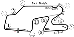 Plan du circuit utilisé en IndyCar Series (en configuration longue (The Boot)).