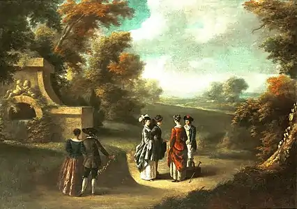 Assemblée dans un parc, Varsovie, Palais de Wilanów.